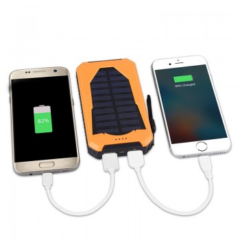 Solar Power Bank 20000mAh Dual USB Cigarette Lighter Phone Charger Portable External Battery for Phone