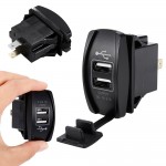 12V Dual USB Socket Car Charger Power Adapter 3.1A 5V Output With 4 Color LED Light For All Phone Free Shipping