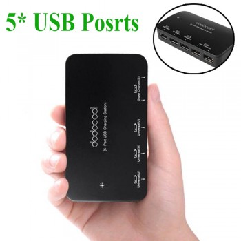 dodocool EU UK Plug 36W 5 Port USB Charger with Smart Super Charging Technology for iPad iPhone Samsung Phone, Tablet and More