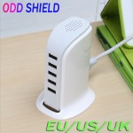 EU US UK Plug 5 Ports Multiple Wall USB Charger 30W 5V 6A Smart Adapter Android Mobile Phone Charging Data Device ODD SHIELD