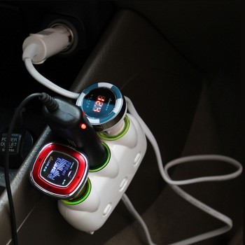 Robotsky 3 Way Car Cigarette Lighter Socket Splitter 3.1A Fast Phone Charge Adapter 12V-24V for Smartphone iPad GPS Recorder
