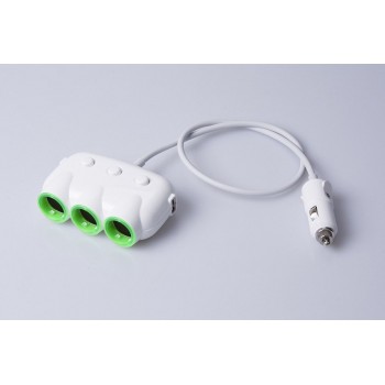 Robotsky 3 Way Car Cigarette Lighter Socket Splitter 3.1A Fast Phone Charge Adapter 12V-24V for Smartphone iPad GPS Recorder
