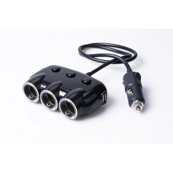Robotsky 3 Way Car Cigarette Lighter Socket Splitter 3.1A Fast Phone Charge Adapter 12V-24V for Smartphone iPad GPS Recorder