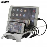 USB Charger Power Adapter 12A Phone Charger  5 Ports Fast Charging Station Dock Stand Holder For iPhone Samsung Xiaomi HUAWEI