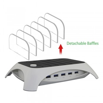 USB Charger Power Adapter 12A Phone Charger  5 Ports Fast Charging Station Dock Stand Holder For iPhone Samsung Xiaomi HUAWEI