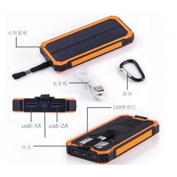 HK Lii-D001 LiitoKala Solar Power Bank Charger 12000 mAh External For iPhone 6 6 S 7 More Phone Battery Charger For Samsung phon
