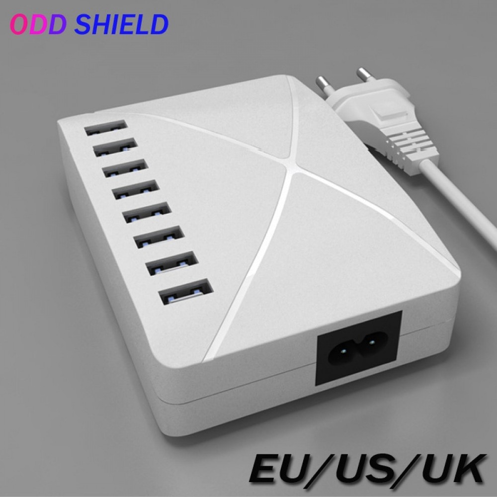 EU US UK Plug 8 Ports USB Charger Adapter Universal Portable Phone Multiple Wall 5V 8A Charger ODD SHIELD For Samsung Huawei
