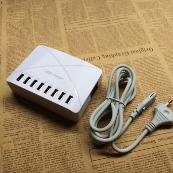 EU US UK Plug 8 Ports USB Charger Adapter Universal Portable Phone Multiple Wall 5V 8A Charger ODD SHIELD For Samsung Huawei