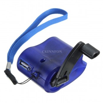 DHL 100PCS Travel Phone Home Charger Dynamo Cell Hand Usb Hand Blue Emergency Dynamo USB Mobile Crank (Blue)