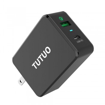 TUTUO USB C PD Wall Charger (Power Delivery) Type C+Quick Charge 3.0 Fast Power Adapter for iPhone 8/X /8 Plus Galaxy S8 S9 Plus