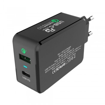 TUTUO USB C PD Wall Charger (Power Delivery) Type C+Quick Charge 3.0 Fast Power Adapter for iPhone 8/X /8 Plus Galaxy S8 S9 Plus