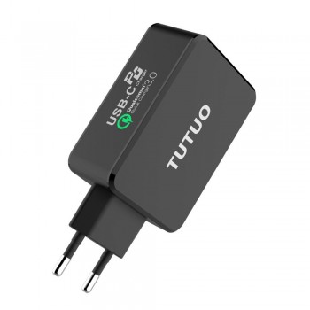 TUTUO USB C PD Wall Charger (Power Delivery) Type C+Quick Charge 3.0 Fast Power Adapter for iPhone 8/X /8 Plus Galaxy S8 S9 Plus
