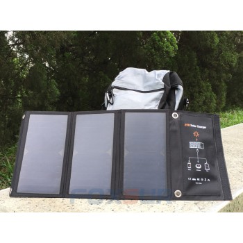 FOXSUR 5V 21W Outdoor Solar Charger Panel 5V 3.5A max. Foldable charger, Portable Dual Output travel Charger,No mans land use