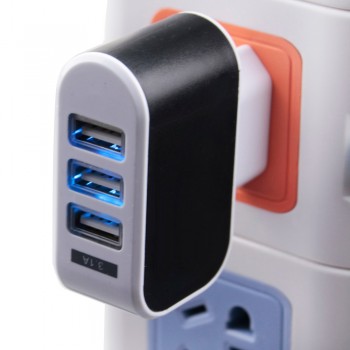 5V 3A EU US Plug Power Adapter 3 Ports Multiple Wall USB Smart Charger Adapter Mobile Phone Device Fast Charging for iPhone iPad