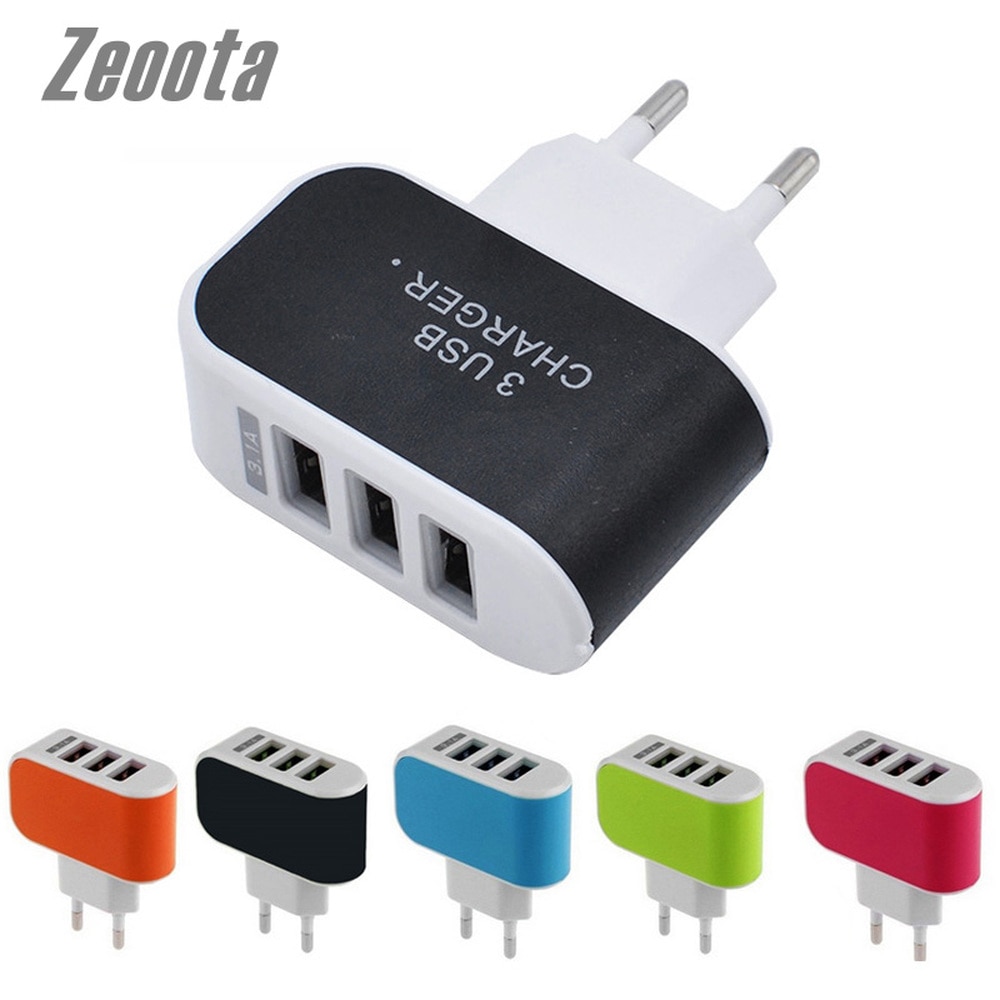 Zeoota Smart Wall Charger 3 USB Ports Multiple 5V 3A EU Plug Adapter Mobile Phone Device Fast Charging Newest for iPhone Samsung