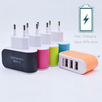 Zeoota Smart Wall Charger 3 USB Ports Multiple 5V 3A EU Plug Adapter Mobile Phone Device Fast Charging Newest for iPhone Samsung