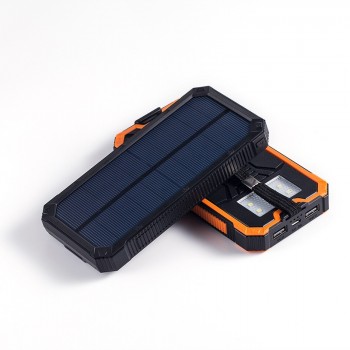 Solar Power Bank Dual USB Power Bank 12000 mAh Waterproof PowerBank Bateria External Portable Solar Panel with LED Burgundy