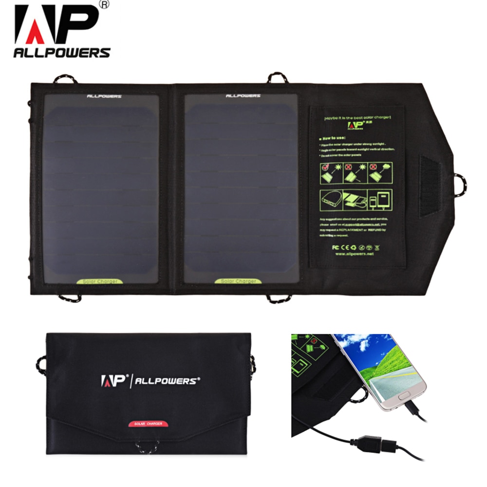 ALLPOWERS 10W Solar Panel Solar cells Water Resistant Folding Charger Bag USB Charging Charger High Efficiency battery China