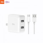 Xiaomi ZMI QC3.0 USB Dual Port Fast Charger Set + 1m Type-C Charging Cable Portable Wall Charger Adapter For Phone Tablet PC