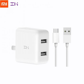 Xiaomi ZMI QC3.0 USB Dual Port Fast Charger Set + 1m Type-C Charging Cable Portable Wall Charger Adapter For Phone Tablet PC