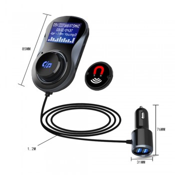 Bluetooth Hands-free FM Modulator Stereo Car MP3 Player Audio Adaptor FM Transmitter Support U Disk TF Dual USB Charger