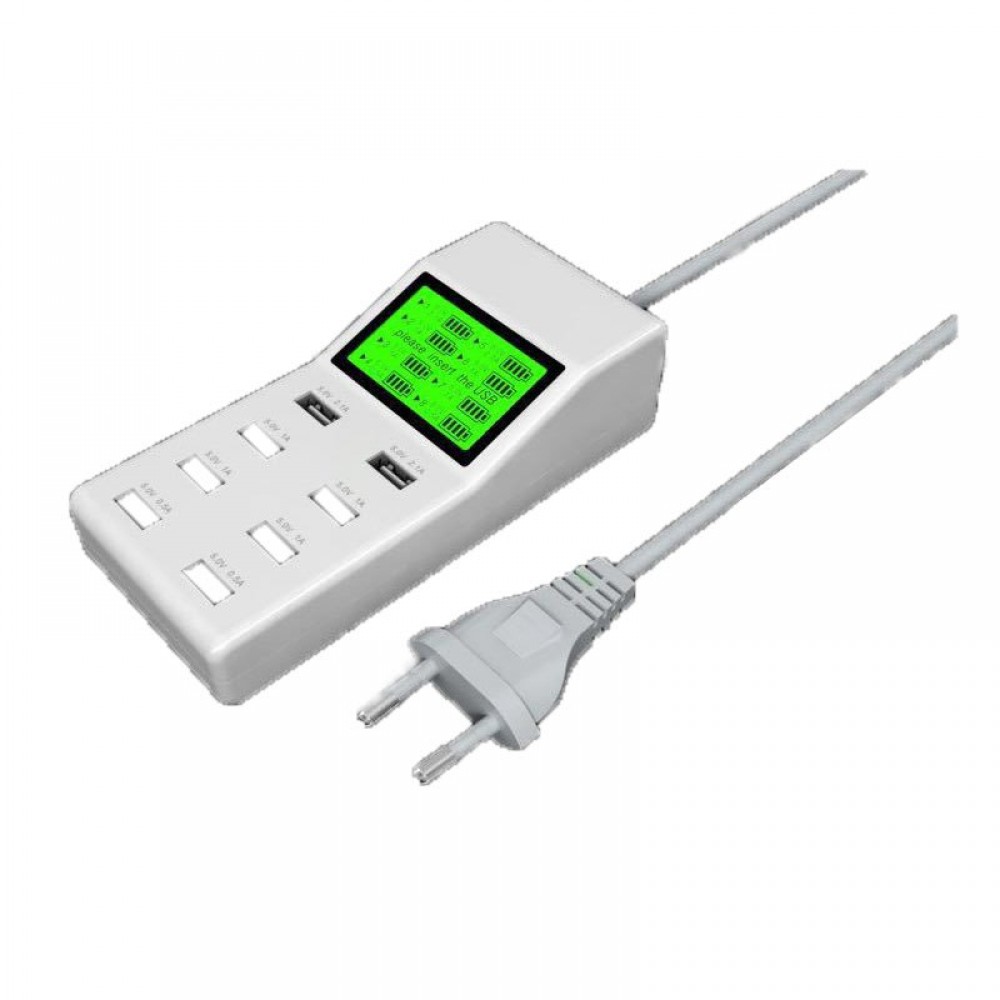 Fast Shipping LCD 45W 8 Port Smart USB Charger Hub with Charging Station USB Wall Travel Charger for Smartphone Tablets