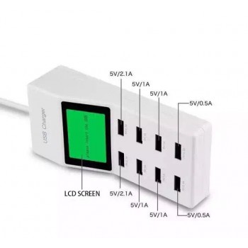 Fast Shipping LCD 45W 8 Port Smart USB Charger Hub with Charging Station USB Wall Travel Charger for Smartphone Tablets