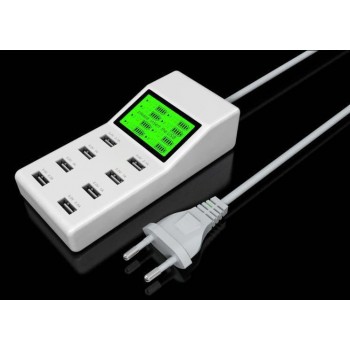 Fast Shipping LCD 45W 8 Port Smart USB Charger Hub with Charging Station USB Wall Travel Charger for Smartphone Tablets
