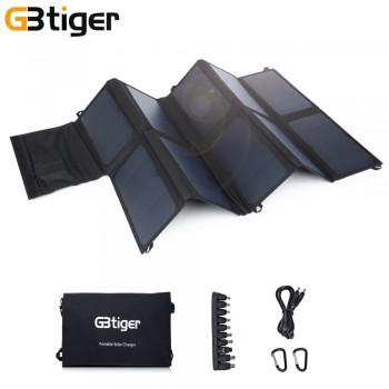 GBtiger 65W Solar Charger Solar Panel Waterproof Sunpower Charger Panel with Dual USB Port for Computer Iphone Android Samsung