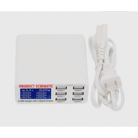 USB Charger Portable Multi USB Port Rapid Charger 6 Port USB Socket Fast Charger with LCD Display for Smart Mobile Phone