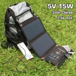 FOXSUR 5V 15W Solar folding bag Outdoor Solar Charger Panel 5V 2.5A Foldable charger, Portable Climbing Charger,For cell Phones