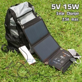 FOXSUR 5V 15W Solar folding bag Outdoor Solar Charger Panel 5V 2.5A Foldable charger, Portable Climbing Charger,For cell Phones