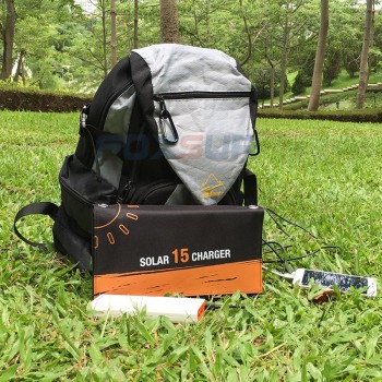 FOXSUR 5V 15W Solar folding bag Outdoor Solar Charger Panel 5V 2.5A Foldable charger, Portable Climbing Charger,For cell Phones