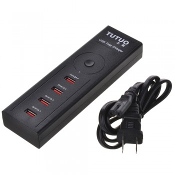 TUTUO UPS-004 USB Wall Charger Power Switch 4-Port Desktop Charging Station for iPhone 7/ Samsung Galaxy S7 / Xiaomi/ Power Bank