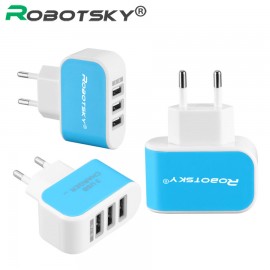 Universal USB Phone Charger Adapter 3 Ports Smart Phone Charge Head Travel Charger For Huawei Samsung iphone Tablet PC EU Plug