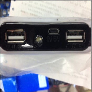 1pcs Plastic Battery Charger Shell Box Holder Power Bank Case for 4 x 18650 Black with 2 x Usb Plug +30cm Data Cable