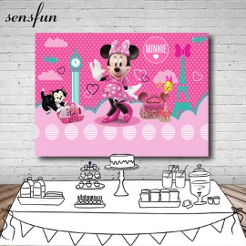 Sensfun Pink Dance Minnie Photography Backdrop For Little Girls Custom Vinyl Polka Dots Backgrounds For Photo Studio 7x5FT