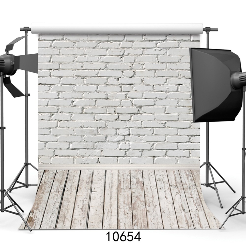 White Brick Wall Photography Backdrops Wooden Floor Backgrounds for Pet Toy Photo Studio Baby Shower Newborn Children Photophone