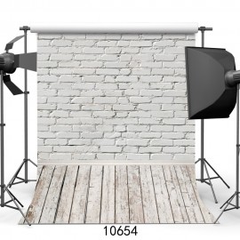 White Brick Wall Photography Backdrops Wooden Floor Backgrounds for Pet Toy Photo Studio Baby Shower Newborn Children Photophone