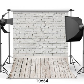 White Brick Wall Photography Backdrops Wooden Floor Backgrounds for Pet Toy Photo Studio Baby Shower Newborn Children Photophone