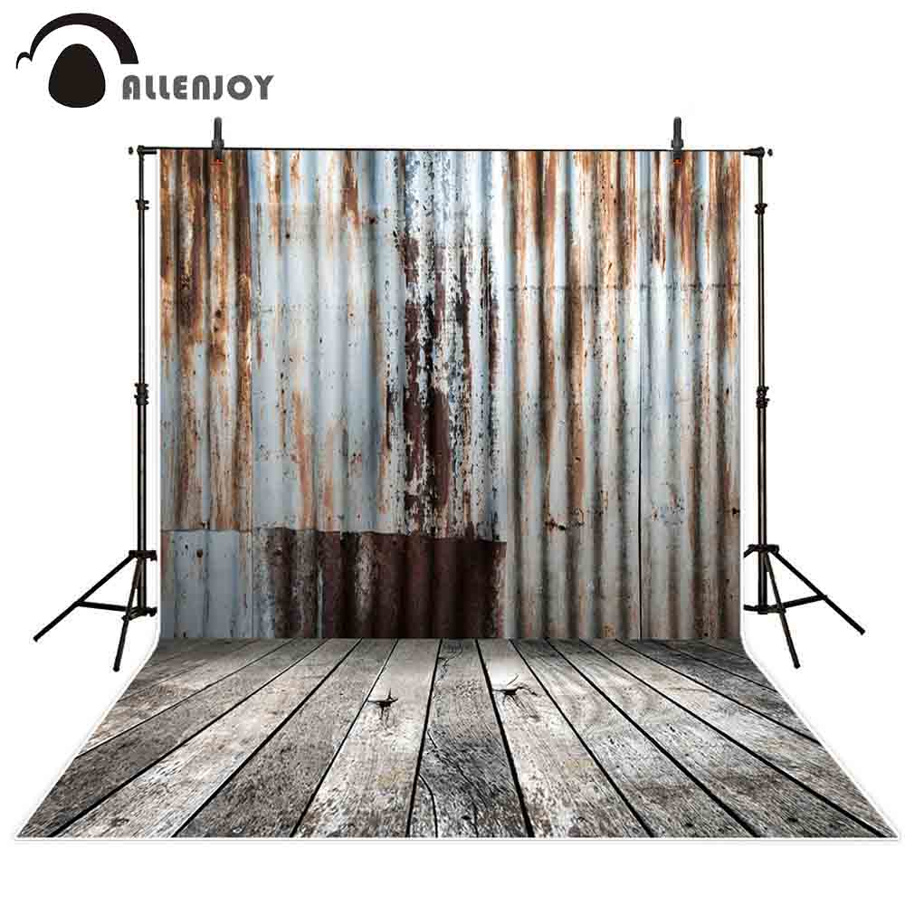 Alenjoy background photo studio rusted iron texture wood floor vintage backdrop photocall shoot prop photo sessions photographer