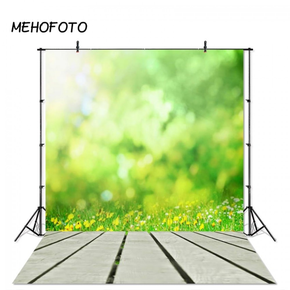 Nature Spring Photographic Backdrops for Children Photo Studio Photobooth Backgrounds Props Wood Floor Green Grass Scenery