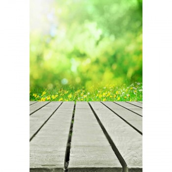 Nature Spring Photographic Backdrops for Children Photo Studio Photobooth Backgrounds Props Wood Floor Green Grass Scenery