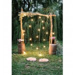 MEHOFOTO Green Spring Tree Lights Garland Gate Romantic Grass  Wedding Ceremony Backgrounds Photography Backdrop Photo Studio