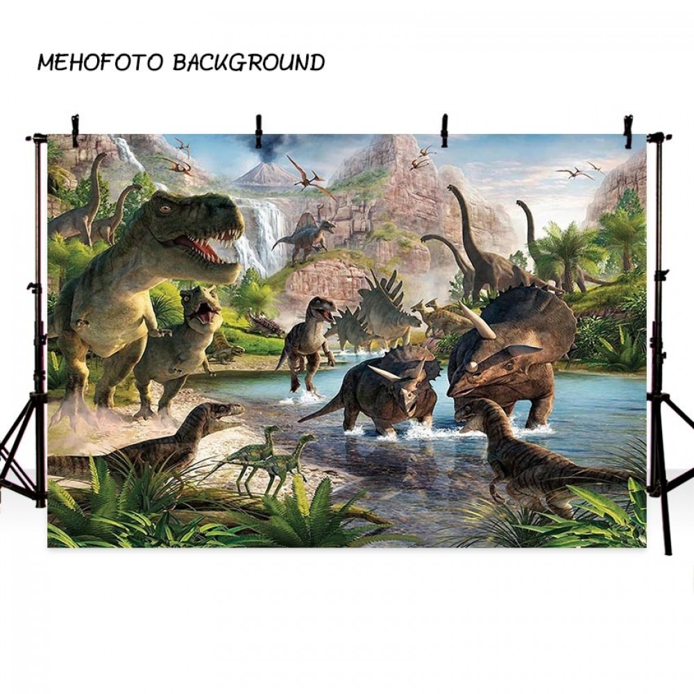 MEHOFOTO Jurassic World Photography Backdrop Dinosaur Safari Jungle Party Backdrops for Birthday Decorations Photo Background