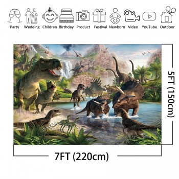 MEHOFOTO Jurassic World Photography Backdrop Dinosaur Safari Jungle Party Backdrops for Birthday Decorations Photo Background
