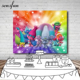 Cartoon Trolls Princess Poppy Photography Backdrop Children Birthday Party Backgrounds For Photo Studio Vinyl 7x5FT