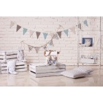 Laeacco Wooden Box Toy Bolster Brick Wall Flags Interior Scenic Photography Backgrounds Photographic Backdrops For Photo Studio