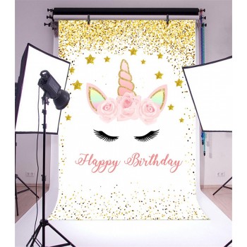 Laeacco Pretty Unicorn Glitters Pattern Birthday Baby Photography Backgrounds Customized Photographic Backdrops For Photo Studio