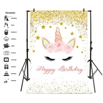 Laeacco Pretty Unicorn Glitters Pattern Birthday Baby Photography Backgrounds Customized Photographic Backdrops For Photo Studio